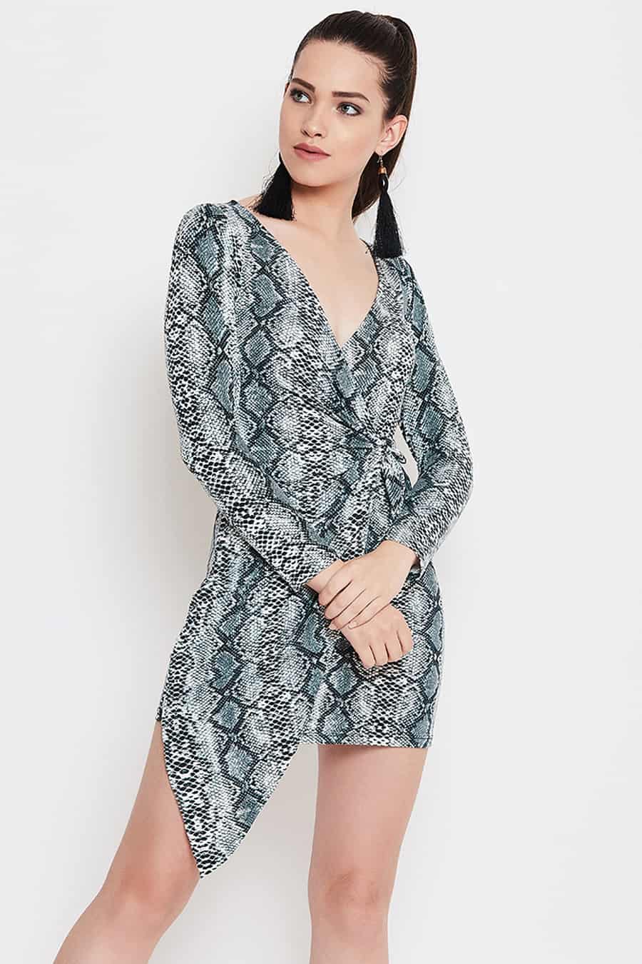 grey snake print dress