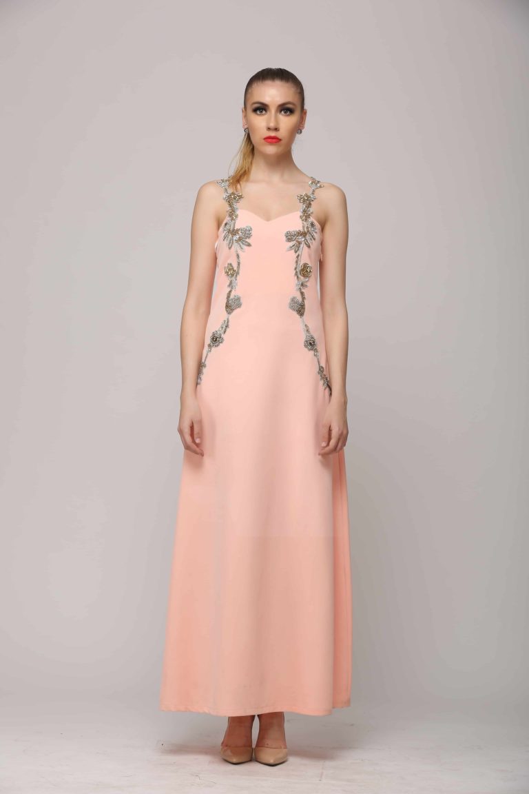 SAI 112 Glamorous Peach Gown – Kovet Invogue
