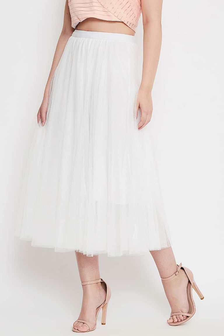 White net pleated skirt