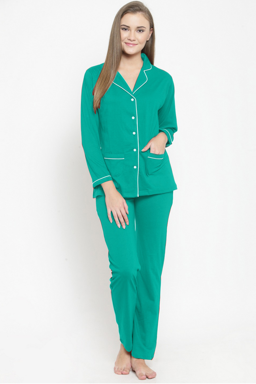 Green Cotton Night Suit Set